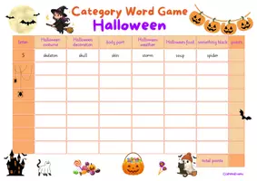 Vorschau - Arbeitsblätter - Halloween Englisch Spiel - Stadt Land Fluss I Category Word Game English | Wortschatzspiel ab 2. Lernjahr I Sek I & II Englischunterricht I Material für nach den Herbstferien - Seite 2