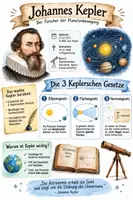 Vorschau - Arbeitsblätter - Lernposter + AB mit Fragen zum Thema "Johannes Kepler" + Lösungsblatt + Mindmap + Infografik - Deckblatt