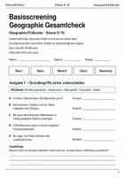 Vorschau - Arbeitsblätter - Geographie Gesamtcheck Basisscreening Klasse 9–10 - Deckblatt