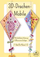 Vorschau - Mal- und Bastelvorlagen - Kunst Herbst Grundschule - 3D Drachen Mobile basteln - Klasse , Klasse 2, Klasse 3 - Deckblatt