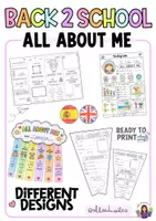Vista previa - Hojas de trabajo - Back to School – ALL ABOUT ME | Todo sobre mí | Inglés + Español | Primaria - Portada