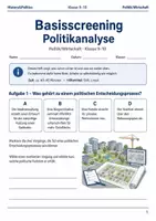 Vorschau - Arbeitsblätter - Politikanalyse Basisscreening Klasse 9–10 - Deckblatt