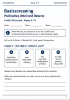 Vorschau - Arbeitsblätter - Politisches Urteil Basisscreening Klasse 9–10 - Deckblatt