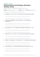 Vorschau - Arbeitsblätter - Flächeninhalt und Umfang berechnen - Deckblatt