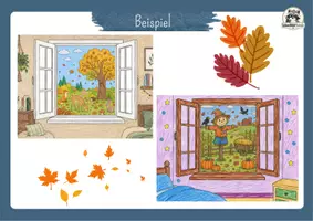 Vorschau - Mal- und Bastelvorlagen - Kunst Herbst Grundschule, Fensterblick im Herbst – Ausmalen, Basteln & Gestalten | Klasse 1, Klasse 2, Klasse 3 - Seite 2