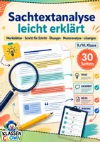 Vorschau - Arbeitsblätter - Sachtextanalyse leicht erklärt Klasse 9 10 - Deckblatt