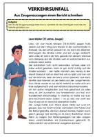 Vorschau - Arbeitsblätter - AB - Aus Zeugenaussagen einen Bericht schreiben (Verkehrsunfall) - Deckblatt