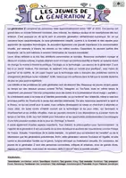 Vorschau - Arbeitsblätter - Les jeunes de la génération Z (Grundlagentext) - Deckblatt
