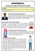 Vorschau - Arbeitsblätter - AB - Aus Zeugenaussagen einen Bericht schreiben (Banküberfall) - Deckblatt