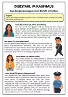 Vorschau - Arbeitsblätter - AB - Aus Zeugenaussagen einen Bericht schreiben (Diebstahl im Kaufhaus) - Deckblatt