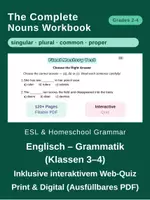 Vorschau - Arbeitsblätter - Nouns Workbook: Nomen & Noun Types (Klassen 2–4 / ESL) – Arbeitsblätter & Interaktives Web-Quiz - Deckblatt