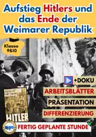 Vorschau - Arbeitsblätter - Das Ende der Weimarer Republik AB7 Hitlers Aufstieg (Arbeitsblätter) - Deckblatt