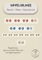 Vorschau - Poster - Wimpelkette für Fächer - Girlande - Deutsch - Mathe - Sachunterricht - Deckblatt