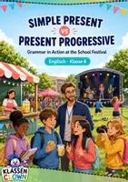 Vorschau - Arbeitsblätter - Simple Present & Present Progressive Klasse 6 - Deckblatt