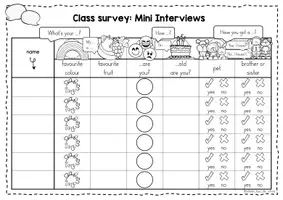 Vorschau - Arbeitsblätter - Wiederholung: Class Survey Englisch Grundschule (Klasse 4–5) – Interview & Speaking Activity für Wortschatztraining Schuljahresbeginn | Arbeitsblätter - Seite 1
