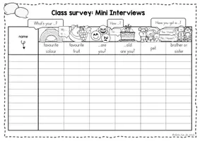 Vorschau - Arbeitsblätter - Wiederholung: Class Survey Englisch Grundschule (Klasse 4–5) – Interview & Speaking Activity für Wortschatztraining Schuljahresbeginn | Arbeitsblätter - Seite 2