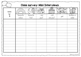 Vorschau - Arbeitsblätter - Wiederholung: Class Survey Englisch Grundschule (Klasse 4–5) – Interview & Speaking Activity für Wortschatztraining Schuljahresbeginn | Arbeitsblätter - Seite 3