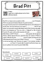 anteprima - Esercizi - Brad Pitt – Scheda: testo con spazi vuoti, comprensione all'ascolto e crucipuzzle - Pagina 1
