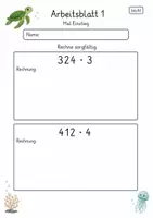 Vorschau - Arbeitsblätter - Lernzielkontrolle Mal und Geteilt Klasse 4 | Mathematik | 10 Arbeitsblätter als PDF - Seite 1