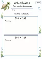 Vorschau - Arbeitsblätter - Vorteilhaft rechnen | Mathematik Klasse 4 | 10 Arbeitsblätter als PDF - Seite 1