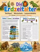 Vorschau - Stundenentwürfe - Die Erdzeitalter – Sachtext, Leseverständnis & Wortschatz | 6 Lernstationen + Lösungen | 3.–5. Klasse - Deckblatt