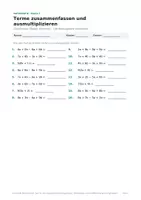 Vorschau - Arbeitsblätter - Terme zusammenfassen und ausmultiplizieren - Deckblatt
