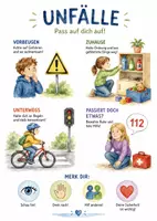 Vorschau - Arbeitsblätter - Lernposter + Arbeitsblätter zum Thema "Unfall" (Lückentext, Hörverstehen) + Lösung & MP3 + Infografik - Deckblatt