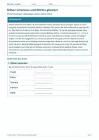 Vorschau - Arbeitsblätter - Arbeitsblatt Deutsch Klasse 1 – Silben erkennen - Deckblatt