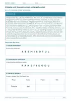 Vorschau - Arbeitsblätter - Arbeitsblatt Deutsch Klasse 1 – Vokale und Konsonanten - Deckblatt