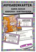 Vorschau - Aufgabenkarten - Aufgabenkarten: Ganze Zahlen addieren/subtrahieren + Lösung - Deckblatt