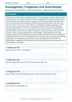 Vorschau - Arbeitsblätter - Arbeitsblatt Deutsch Klasse 2 – Aussage-, Frage- und Ausrufesatz - Deckblatt