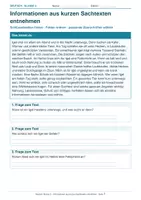 Vorschau - Arbeitsblätter - Arbeitsblatt Deutsch Klasse 2 – Informationen aus Sachtexten - Deckblatt