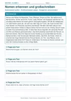 Vorschau - Arbeitsblätter - Arbeitsblatt Deutsch Klasse 2 – Nomen erkennen und großschreiben - Deckblatt