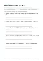 Vorschau - Arbeitsblätter - Ohmsches Gesetz: U = R · I sicher anwenden - Deckblatt