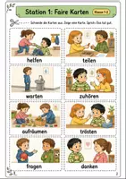 Vorschau - Stationenlernen - Goldene Regel: Karten zum Fairsein – Religion Klasse 1-2 - Seite 1