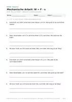 Vorschau - Arbeitsblätter - Mechanische Arbeit: W = F · s berechnen - Deckblatt