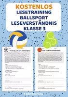 Vorschau - Arbeitsblätter - Kostenlos: Lesetraining Ballsport – Leseverständnis Klasse 3 - Deckblatt