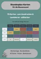 Vorschau - Präsentationen/Tafelbilder - Stundenplan-Karten zum Umstecken 75 Karten · zum Laminieren · editierbar - Deckblatt