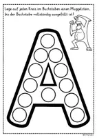 Vorschau - Arbeitsblätter - Buchstaben Legebild mit Muggelsteinen - Dot Marker - Seite 1