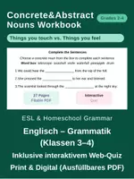 Vorschau - Arbeitsblätter - Concrete & Abstract Nouns (Klassen 2–4 / ESL) – Arbeitsblätter & Web-Quiz - Deckblatt