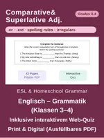 Vorschau - Arbeitsblätter - Comparative & Superlative Adjectives (Klassen 3–4 / ESL) – Arbeitsblätter & Web-Quiz - Deckblatt