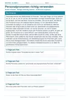 Vorschau - Arbeitsblätter - Arbeitsblatt Deutsch Klasse 3 – Personalpronomen richtig verwenden - Deckblatt