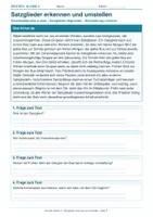 Vorschau - Arbeitsblätter - Arbeitsblatt Deutsch Klasse 3 – Satzglieder erkennen und umstellen - Deckblatt