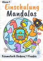 Vorschau - Mal- und Bastelvorlagen - Einschulung Mandala kostenlos – Schulanfang Ausmalbild mit Schulranzen | Freebie Klasse 1 - Deckblatt