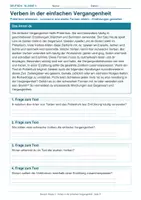 Vorschau - Arbeitsblätter - Arbeitsblatt Deutsch Klasse 3 – Verben in der einfachen Vergangenheit - Deckblatt