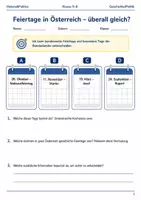 Vorschau - Arbeitsblätter - Feiertage Österreich Arbeitsblatt Klasse 5–6 - Deckblatt