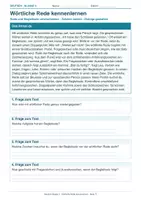 Vorschau - Arbeitsblätter - Arbeitsblatt Deutsch Klasse 3 – Wörtliche Rede kennenlernen - Deckblatt