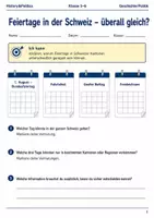 Vorschau - Arbeitsblätter - Feiertage Schweiz Arbeitsblatt Klasse 5–6 - Deckblatt