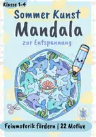 Vorschau - Mal- und Bastelvorlagen - Sommer-Mandalas für die Grundschule – 22 Ausmalbilder für Kunst, Freiarbeit & Vertretung | Klasse 1–4 - Deckblatt
