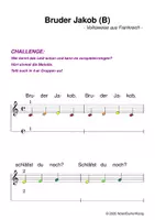 Vorschau - Arbeitsblätter - (B) Bruder Jakob Erarbeitung - Text, Singen, bunte Noten, Klangröhren, Glockenspiel, Blockflöte / Kinderlieder - Anfänger und Fortgeschrittene - Deckblatt